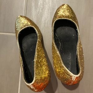 Fun gold glitter platform heels!